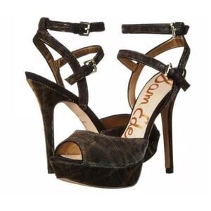Sam Edelman Nadine peep toe platform bronze leopard print heel size 6